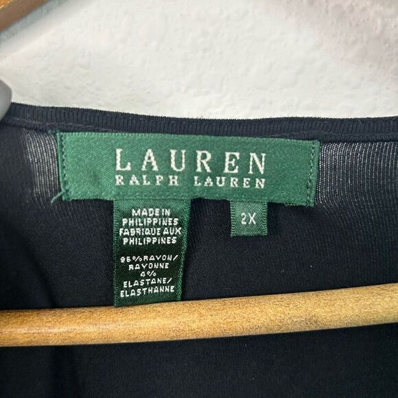 Lauren Ralph Lauren Black Rayon Flutter Sleeve V-Neck Knit Blouse Women’s 2X - Picture 4 of 9